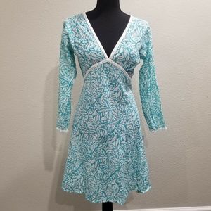 Aurobelle Ibiza Turquoise Aqua Blue White Sequins Boho Dress Beach Cover Up M